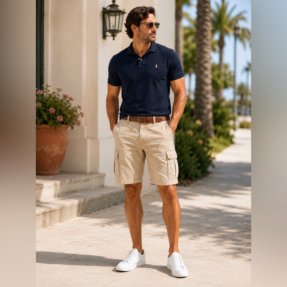 Polo by Ralph Lauren Beige Cargo Shorts 100% Cotton Classic Polo Chino
